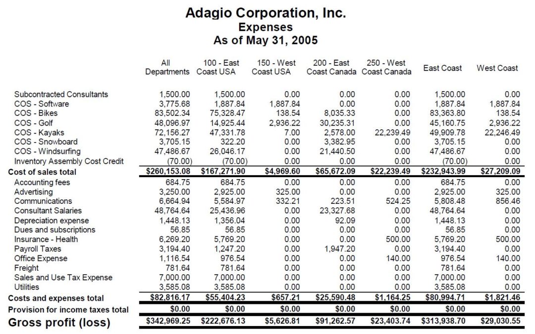 Adagio Financial Reporting – Department & Statement Groups
